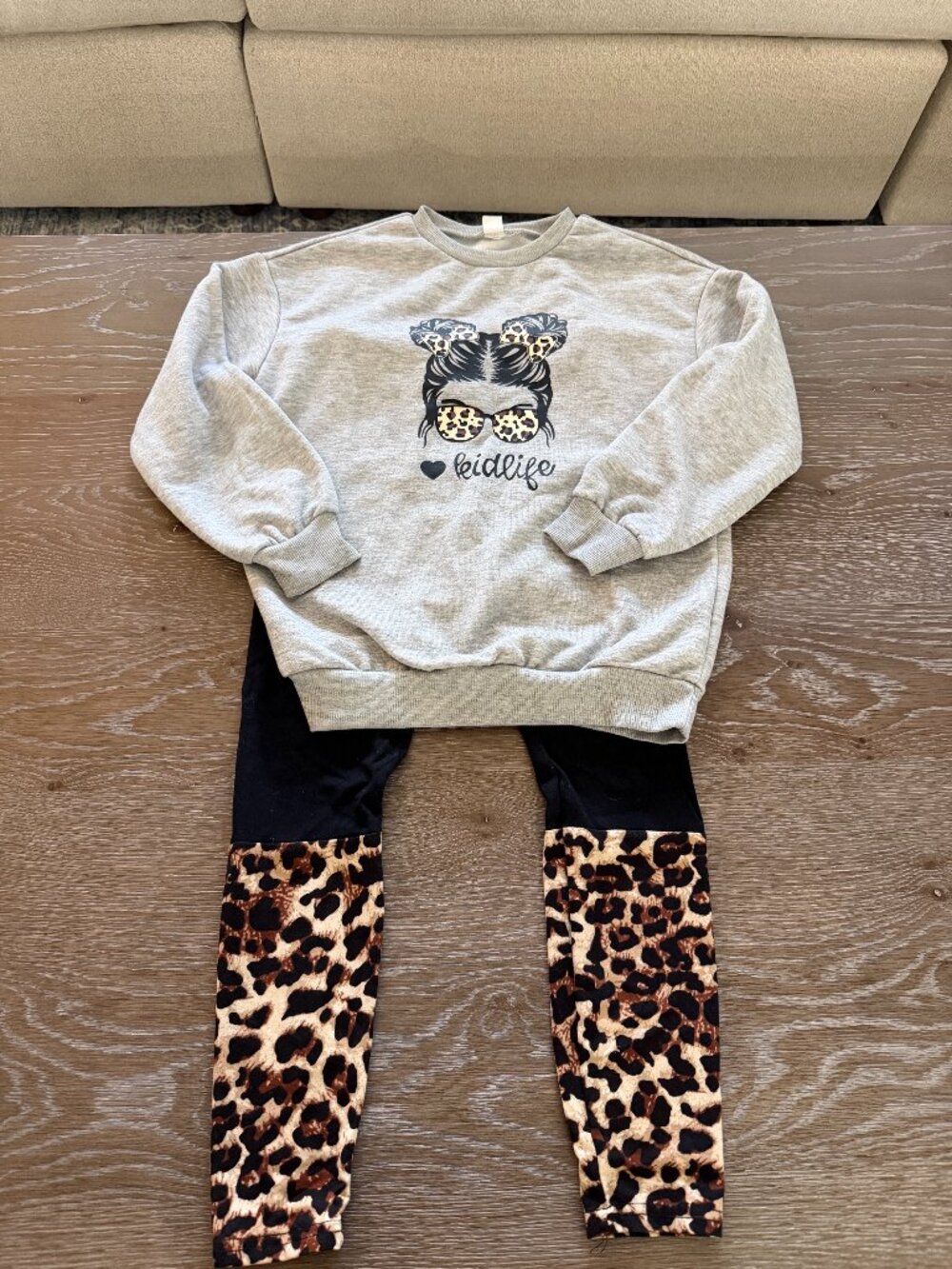 Girls 2 piece set outfit Shein kid life sweatshirt leggings pants size 9Y